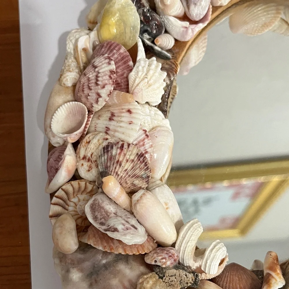 Handmade Coastal Seashell Oval Mirror 8 x 5 Shells Florida & Panama